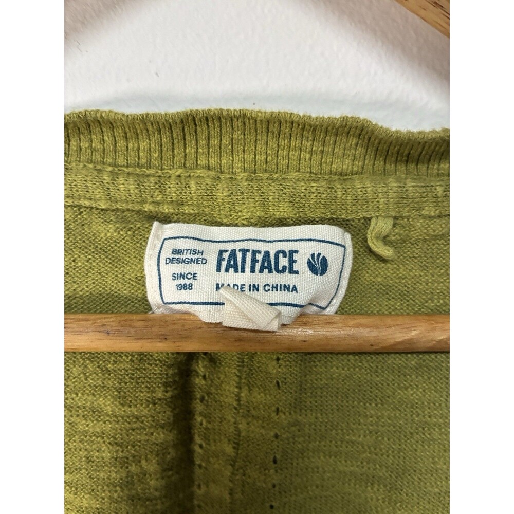 Fat Face Summer Knit Cardigan Vest Olive Green Size Us 18 Button Down - Picture 5 of 11